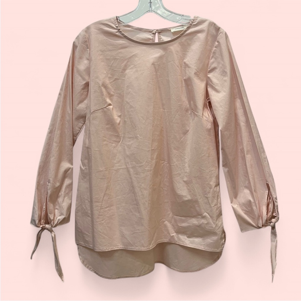 Elegant Pink Tie Cuff Blouse